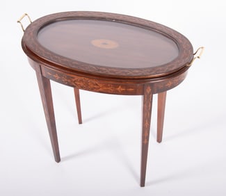 English Inlay Tray Top Drinks Table