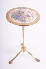 Antique Center Tilt Top Table With Hand Painted Surface