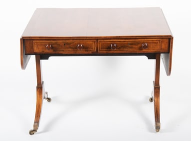 Antique English Regency Rosewood Drop Leaf Sofa Table, Circa 1815