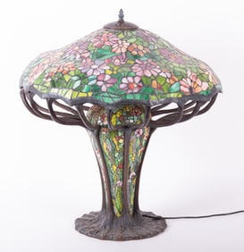 A Large Tiffany Studios Style Floral Table Lamp