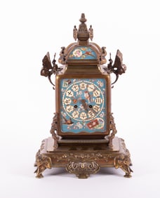 A French Porcelain and Bronze Clock