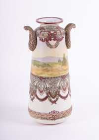 A Tall Hand Painted Nippon Porcelain Vase