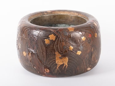 An Antique Japanese Carved Wood Planter
