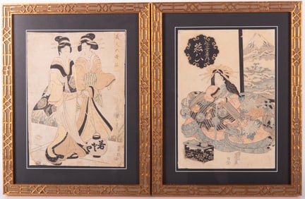 Kitagawa Utamaro, Japanese (1753-1806), Geisha, two woodblock prints