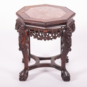 Chinese Carved Wood Taboret