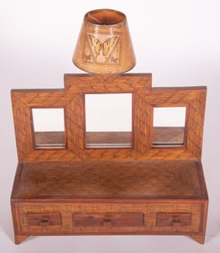 Tramp Art Match Stick Electrified Vanity