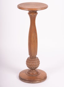 Carved oak wooden pedestal