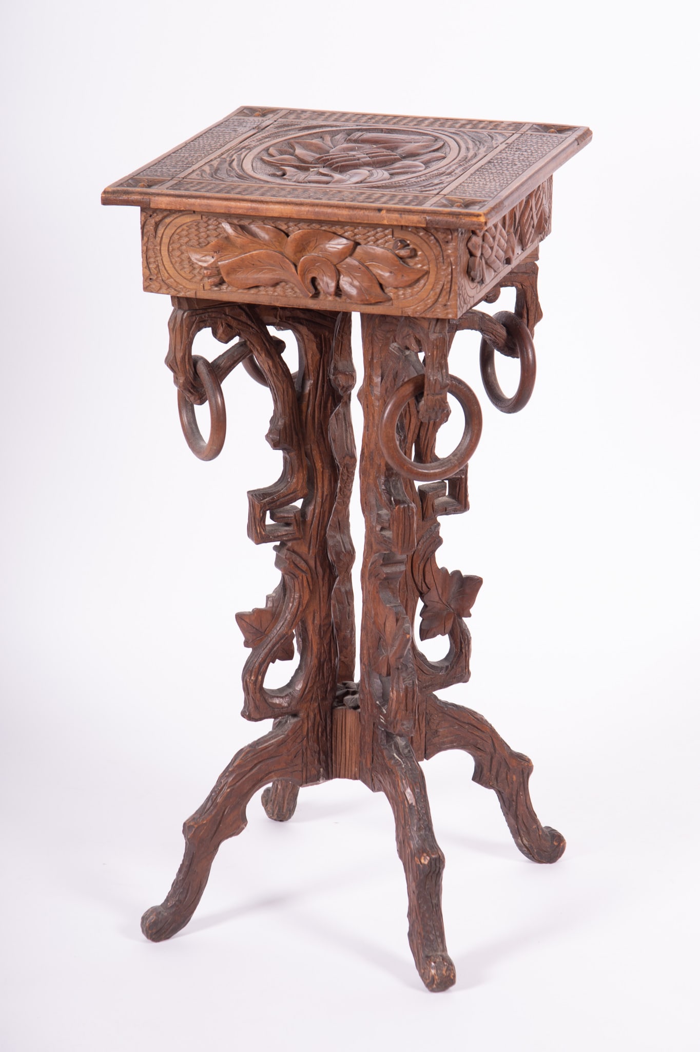 Early 20th Century Folk Art Carved Wood Jewelry Box on Stand (1 of 5)