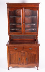 A Semi Antique English Two-Member Hutch