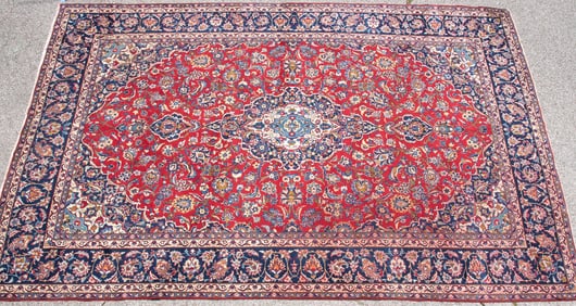 Semi Antique Handwoven Kashan Room Rug