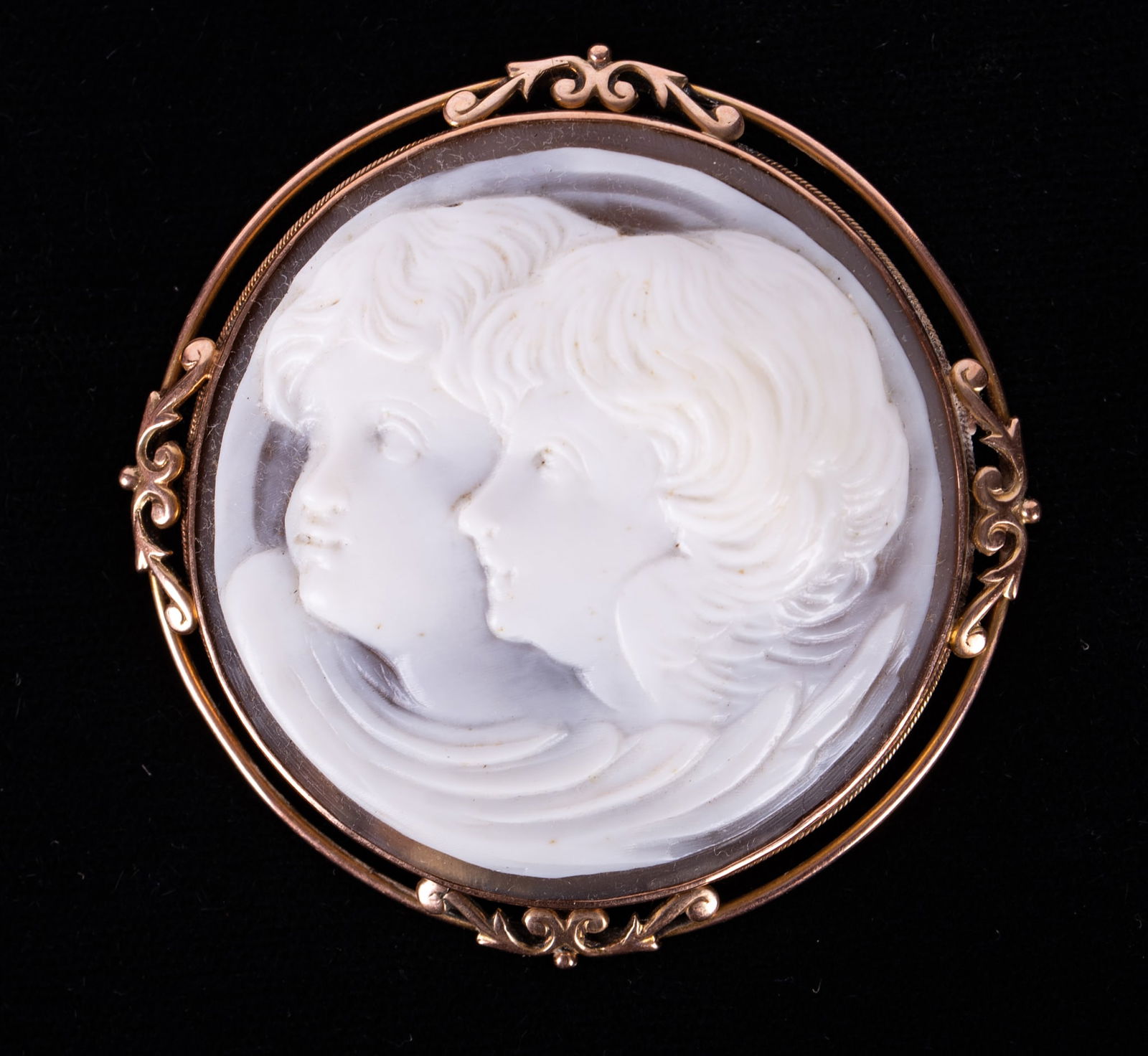 Charming Cameo Presenting the Profile of Two Children