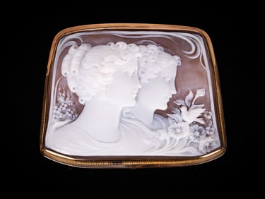 Exquisite Double Profile Cameo 14K Yellow Gold