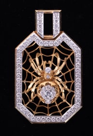 Diamond Spider Pendant set in 18K Yellow Gold