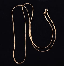 18K Yellow Gold Snake Chain 28 Inches Long