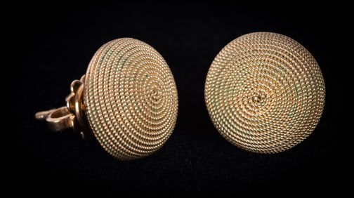 18k Yellow Gold Earrings with Spiral Design
