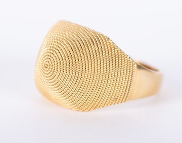 18K Yellow Gold Dome Ring with Spiral Design