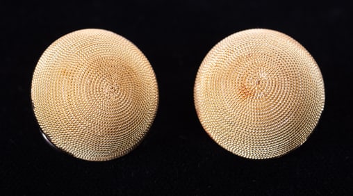 18K Yellow Gold Spiral Design Clip Earrings