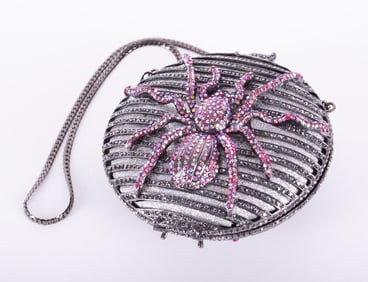 The Nude Face Mirrored Spider Swarovski Crystal Embellished Clutch Handbag