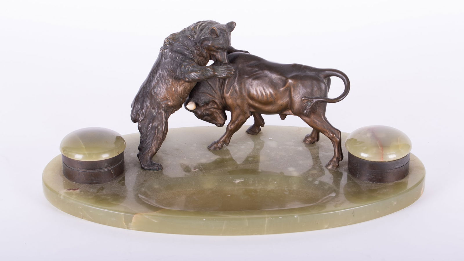 French Bronze and Onyx Inkwell