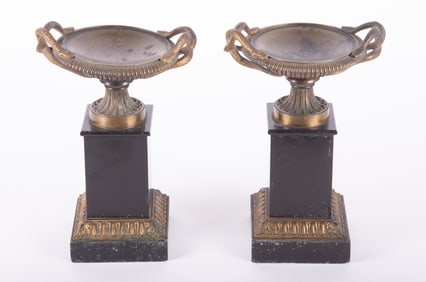 A Pair of Antique French Marble and Bronze Tazza