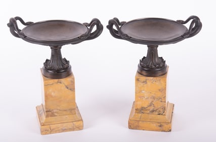 A Pair of Charles X Sienna Marble and Bronze Tazza