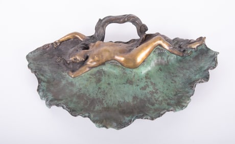 An Art Nouveau Style Bronze of a Nude on a Shell, after Foretay