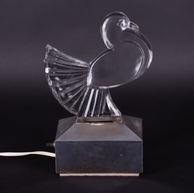 French Art Deco Crystal and Chrome Table Lamp