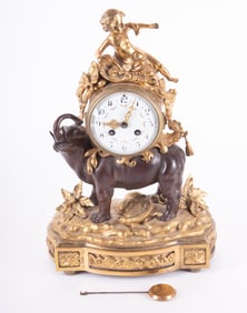 A French Louis XV Style Bronze Elephant Mantel Clock