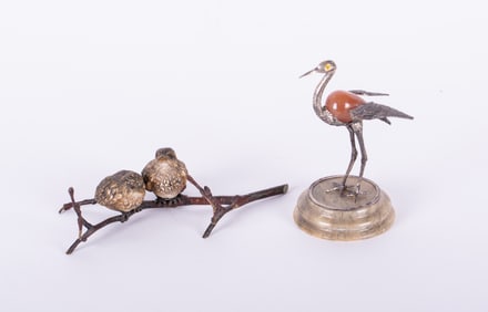 Austrian Bronze Sparrow Group and Egret