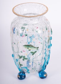 A Moser Crackle and Applied Glass Vase