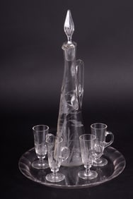 Bohemian Etched Decanter Set