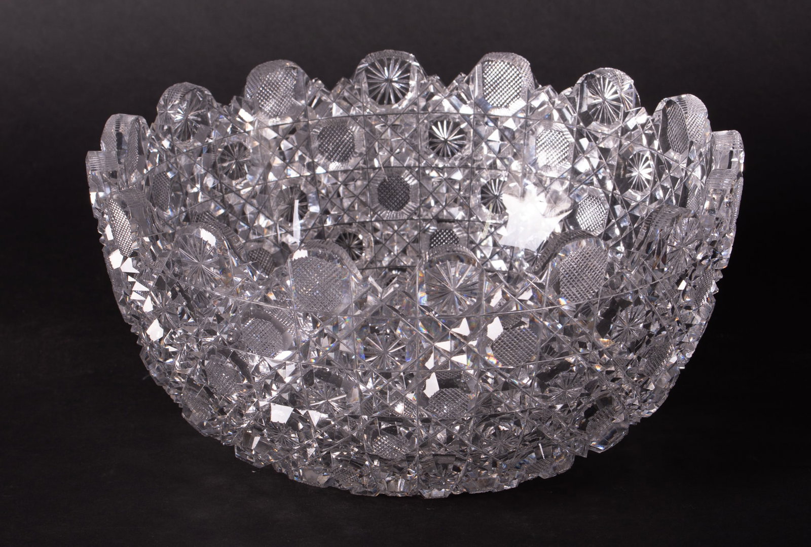 Large American Cut Crystal Bowl, Russian Pattern (1 of 5)