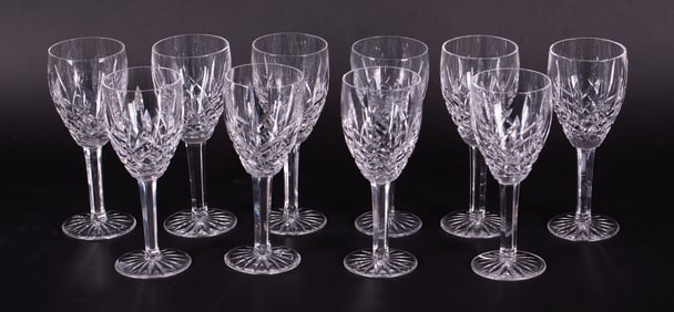 A Set of Ten Crystal Wine Goblets, Araglin by Waterford