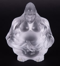 Lalique Clear Crystal Gorilla Figurine