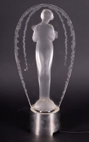 Rene Lalique Statue Grande Ovale Tete Penchee Illumiere