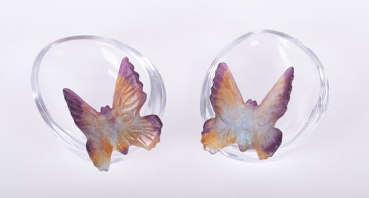 Pair of Daum Pate de Verre Dishes