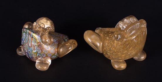 Two Venetian Art Glass Frogs