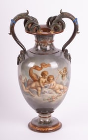 A Berlin KPM Snake Mounted Porcelain Urn