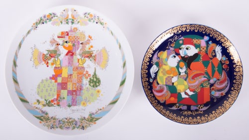 Bjorn Wiinblad, Copenhagen, Denmark (1919-2006) Two Plates, Collector's Concertina 97 and Aladin und