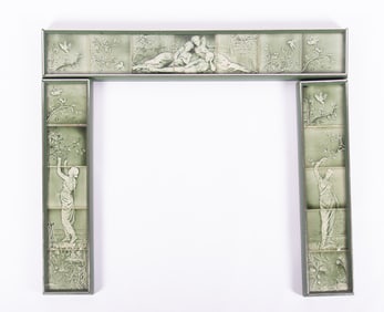 American Encaustic Tile Co. (1875-1935) Fireplace Surround in the Manner of Herman Carl Mueller