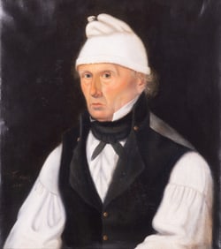 American School 19th Century, Waist-Length Portrait of a Gentleman, 1850, oil on canvas, lined