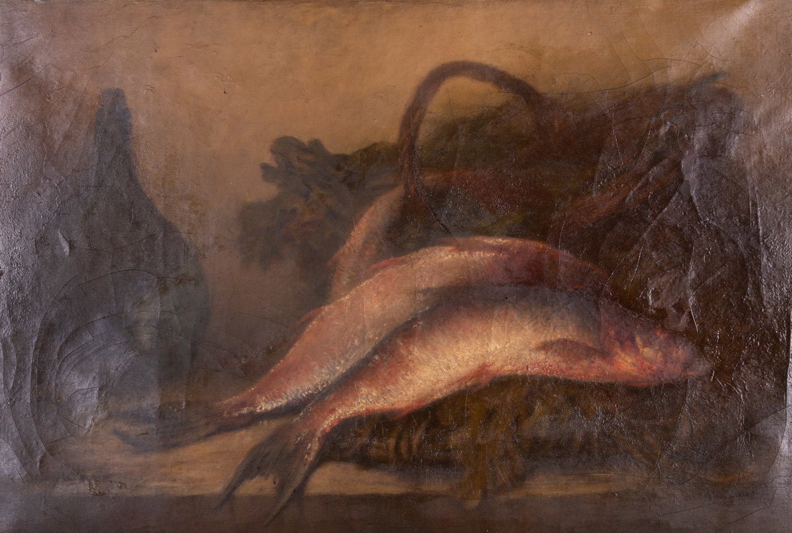 E. de Metz, Continental Late 19th Century, Still Life with Fish and Chianti, oil on canvas (1 of 6)