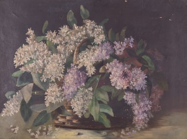 American School 20th Century, Still Life with Lilacs, oil on canvas