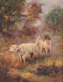 M A C , 20th Century, Hunting Dogs in a Landscape, oil on canvas