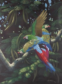 Attillio, 20th Century, Macaws in a Tropical Setting, oil on canvas