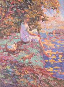 Eugene Begarat, France (b. 1943), Bord de Mer le Soir, oil on canvas