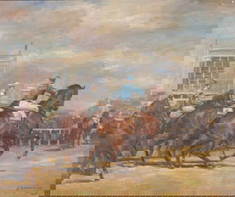 After Sir Alfred J. Munnings, United Kingdom (1878-1959), Racetrack, oil on canvas