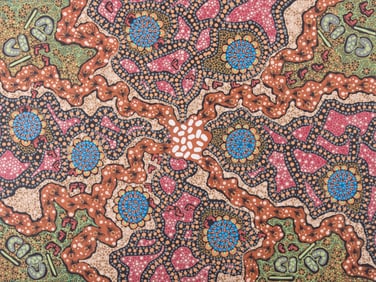 Colin Jakamarra III, Central Arrernte 20th Century, Honey Ant (Yarrampi) Dreaming, acrylic on canvas