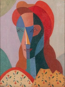 Anita Payro, Argentina, Spain (1897-1980), Cubist Portrait of a Woman, oil on canvasboard