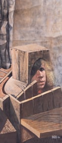Siegfried Reinhardt, Missouri / Germany (1925-1984), Boy in a Box, 1961, oil on masonite